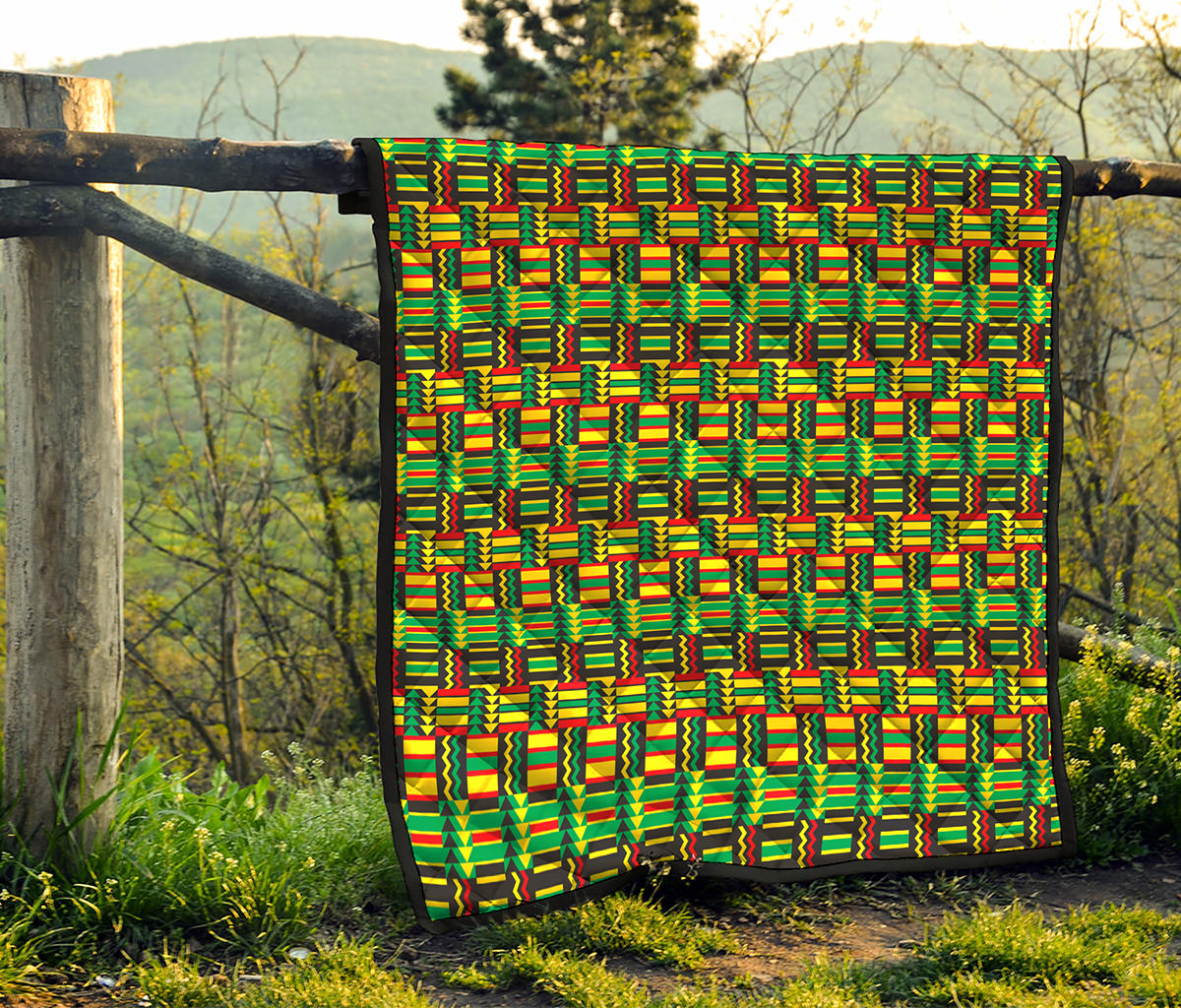 West African Kente Tribal Pattern Print Quilt