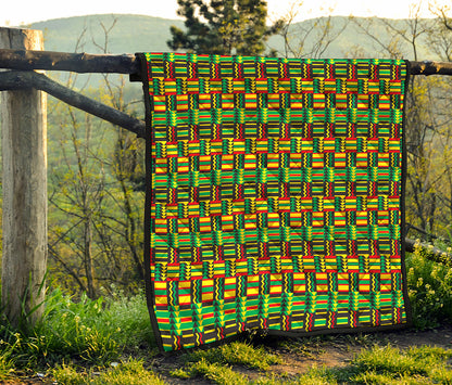 West African Kente Tribal Pattern Print Quilt