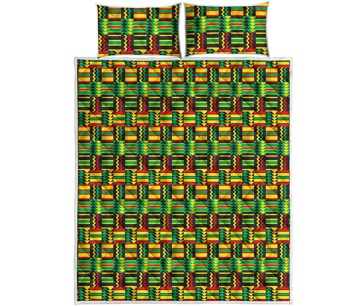 West African Kente Tribal Pattern Print Quilt Bed Set