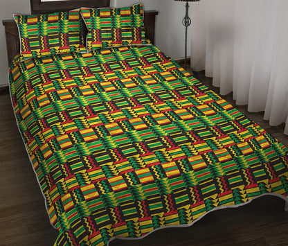 West African Kente Tribal Pattern Print Quilt Bed Set