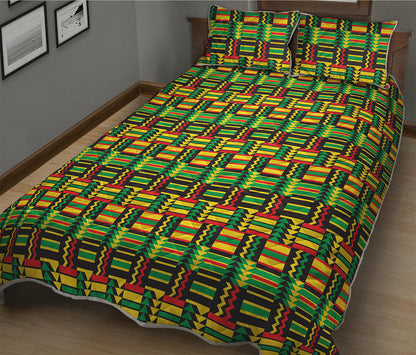 West African Kente Tribal Pattern Print Quilt Bed Set