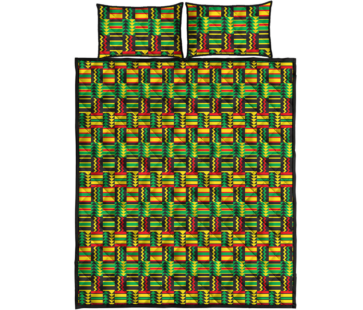 West African Kente Tribal Pattern Print Quilt Bed Set