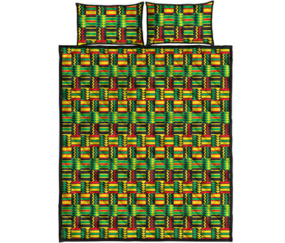 West African Kente Tribal Pattern Print Quilt Bed Set