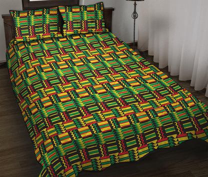 West African Kente Tribal Pattern Print Quilt Bed Set