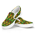 West African Kente Tribal Pattern Print White Slip On Sneakers