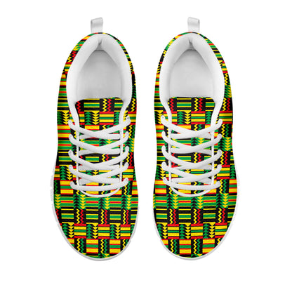 West African Kente Tribal Pattern Print White Sneakers