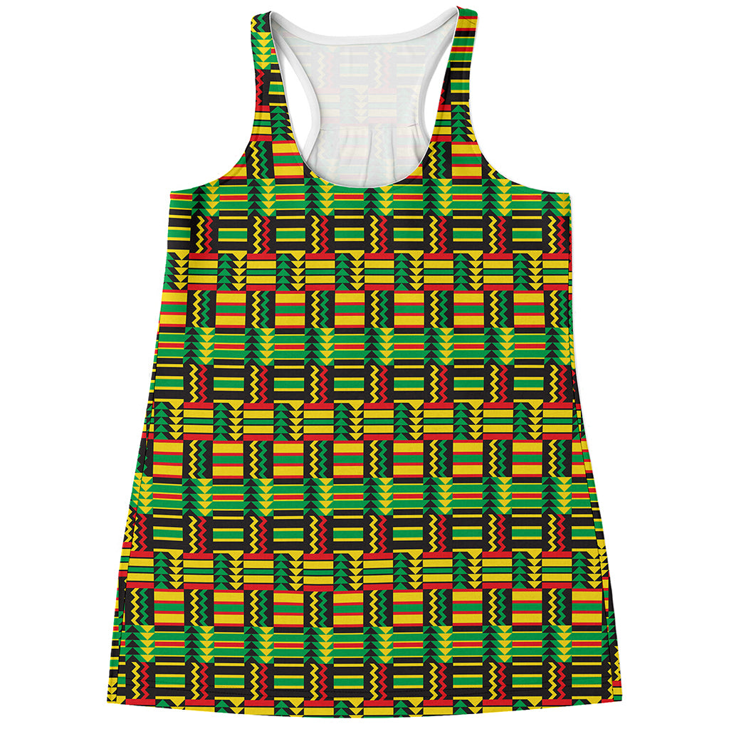 West African Kente Tribal Pattern Print Women's Racerback Tank Top