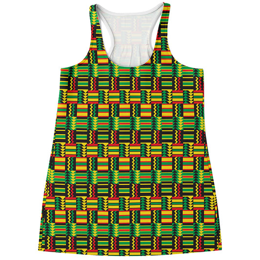 West African Kente Tribal Pattern Print Women's Racerback Tank Top
