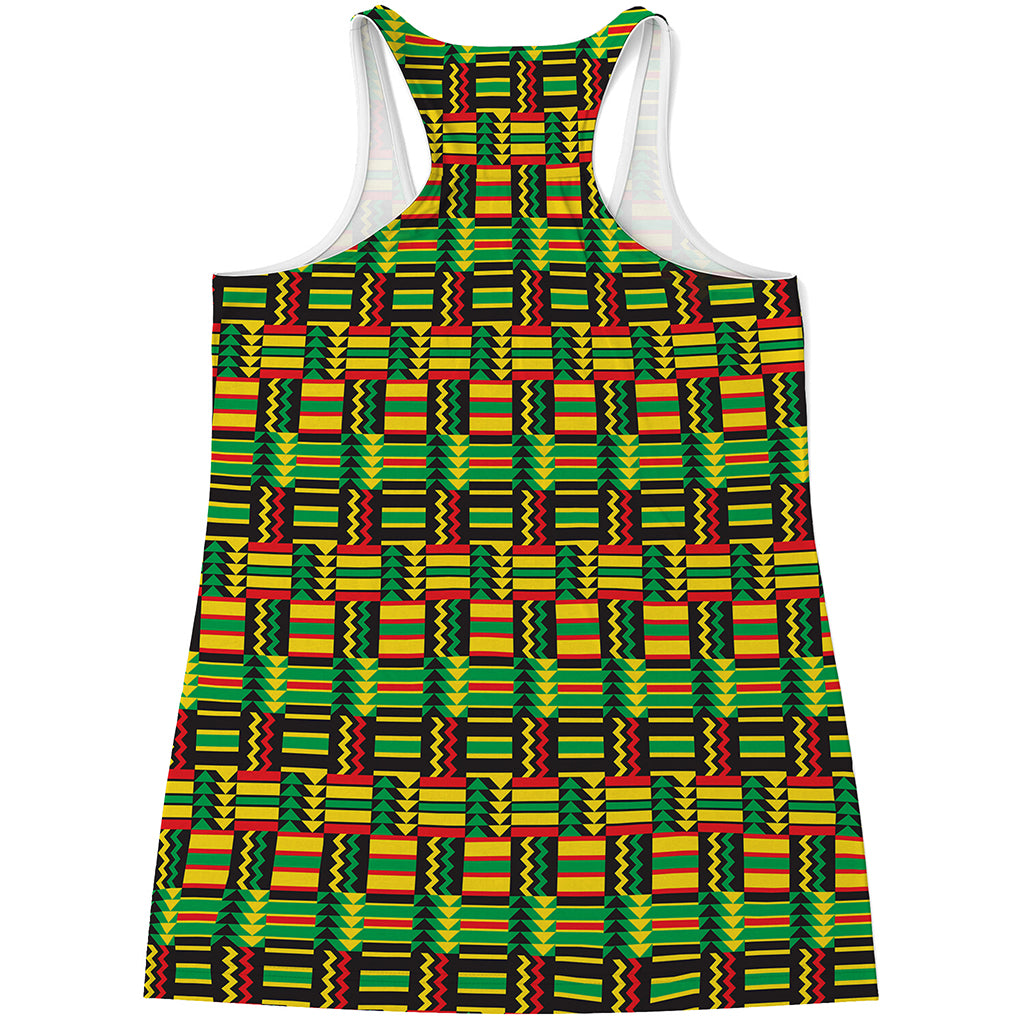 West African Kente Tribal Pattern Print Women's Racerback Tank Top