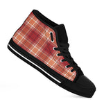 Western Tartan Pattern Print Black High Top Shoes
