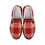 Western Tartan Pattern Print Black Slip On Shoes