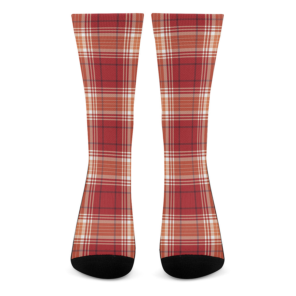 Western Tartan Pattern Print Crew Socks