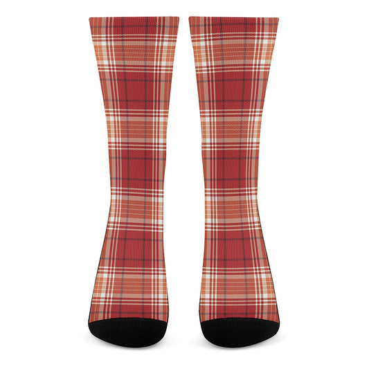 Western Tartan Pattern Print Crew Socks