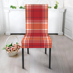 Western Tartan Pattern Print Dining Chair Slipcover