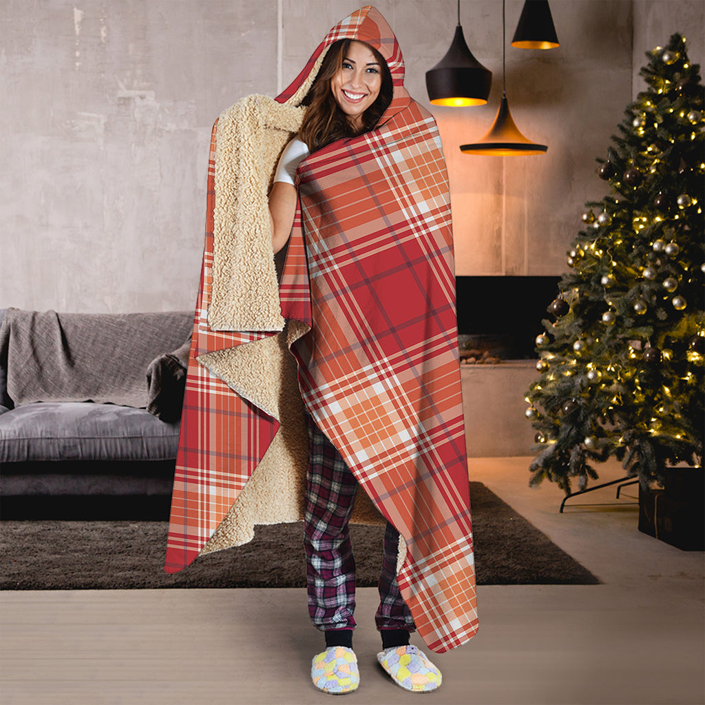 Western Tartan Pattern Print Hooded Blanket