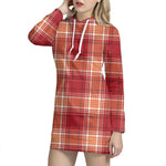 Western Tartan Pattern Print Hoodie Dress