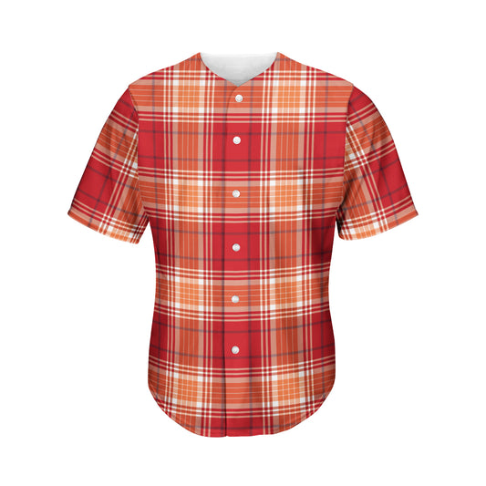 Western Tartan Pattern Print Men's Baseball Jersey