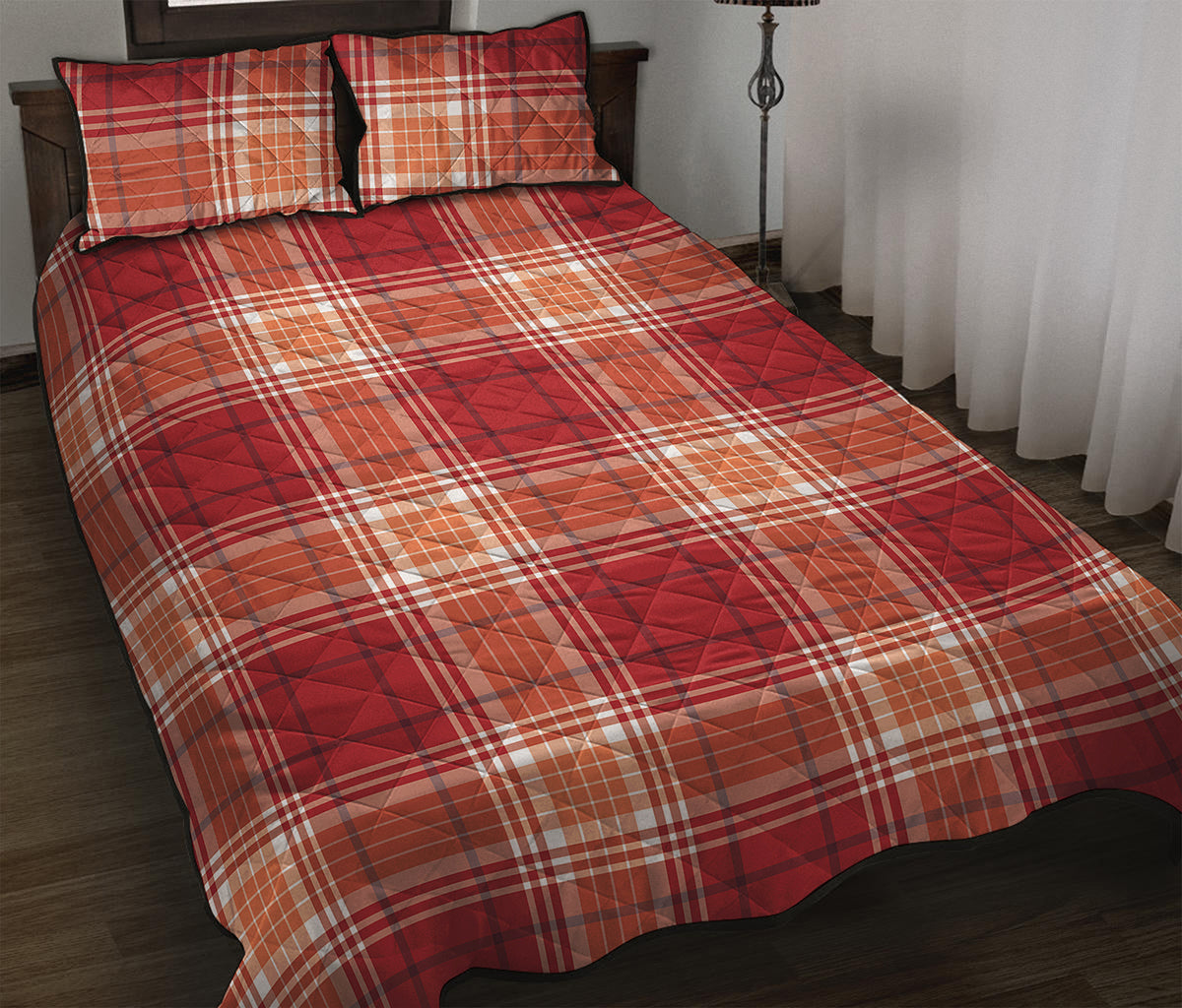 Western Tartan Pattern Print Quilt Bed Set