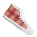 Western Tartan Pattern Print White High Top Shoes