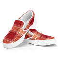 Western Tartan Pattern Print White Slip On Sneakers