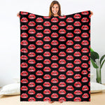 Wet Lips Pattern Print Blanket