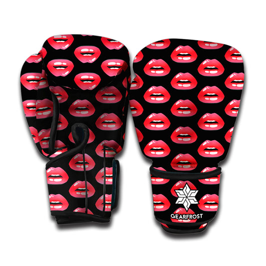 Wet Lips Pattern Print Boxing Gloves