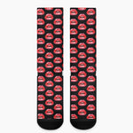 Wet Lips Pattern Print Crew Socks