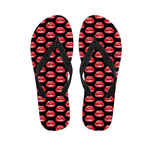 Wet Lips Pattern Print Flip Flops