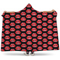 Wet Lips Pattern Print Hooded Blanket