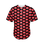 Wet Lips Pattern Print Men's Baseball Jersey