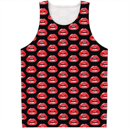 Wet Lips Pattern Print Men's Tank Top