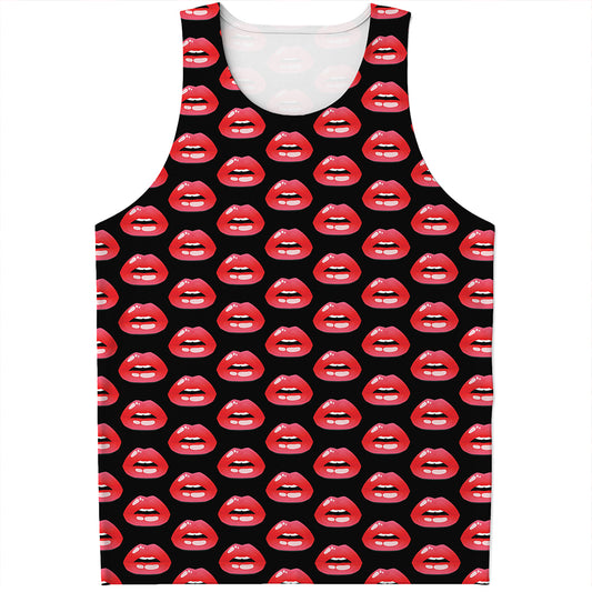 Wet Lips Pattern Print Men's Tank Top