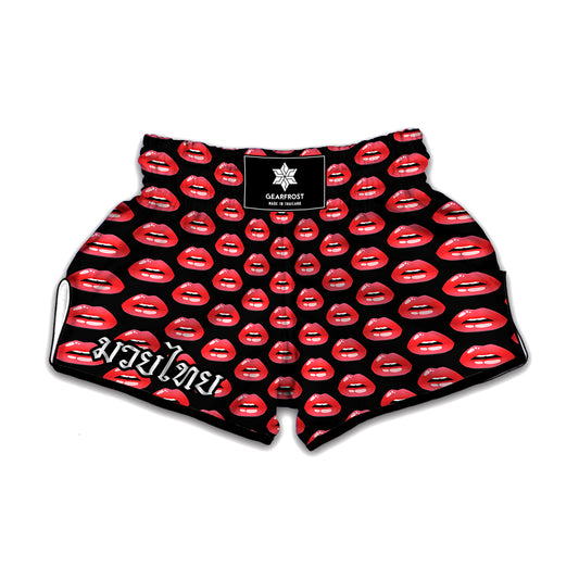 Wet Lips Pattern Print Muay Thai Boxing Shorts