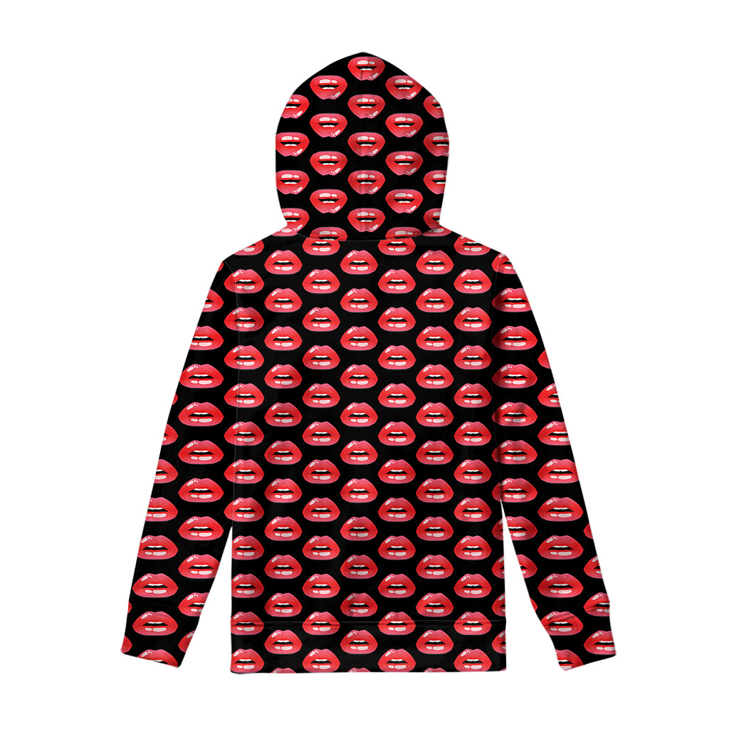 Wet Lips Pattern Print Pullover Hoodie