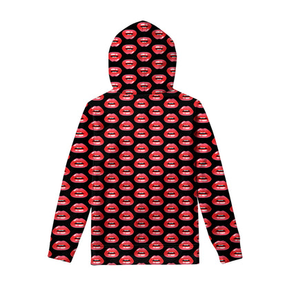 Wet Lips Pattern Print Pullover Hoodie