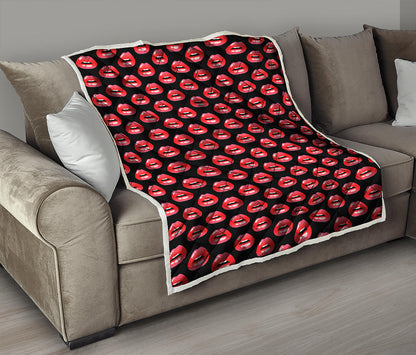 Wet Lips Pattern Print Quilt