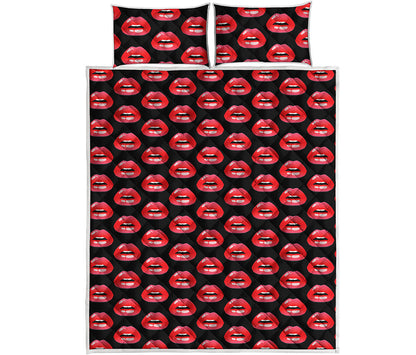 Wet Lips Pattern Print Quilt Bed Set