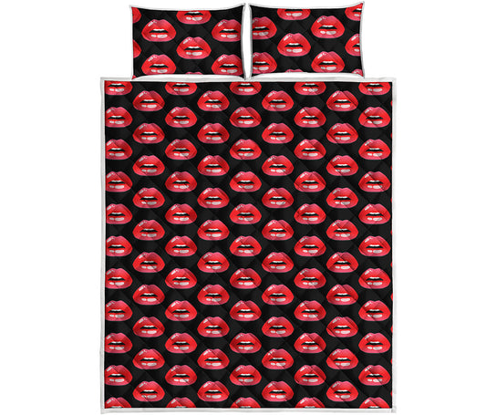 Wet Lips Pattern Print Quilt Bed Set