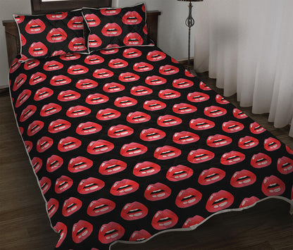 Wet Lips Pattern Print Quilt Bed Set