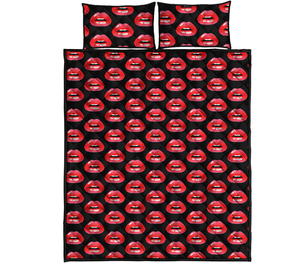 Wet Lips Pattern Print Quilt Bed Set