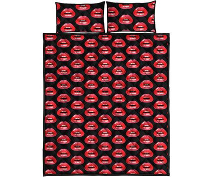 Wet Lips Pattern Print Quilt Bed Set