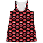 Wet Lips Pattern Print Women's Racerback Tank Top