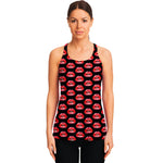 Wet Lips Pattern Print Women's Racerback Tank Top