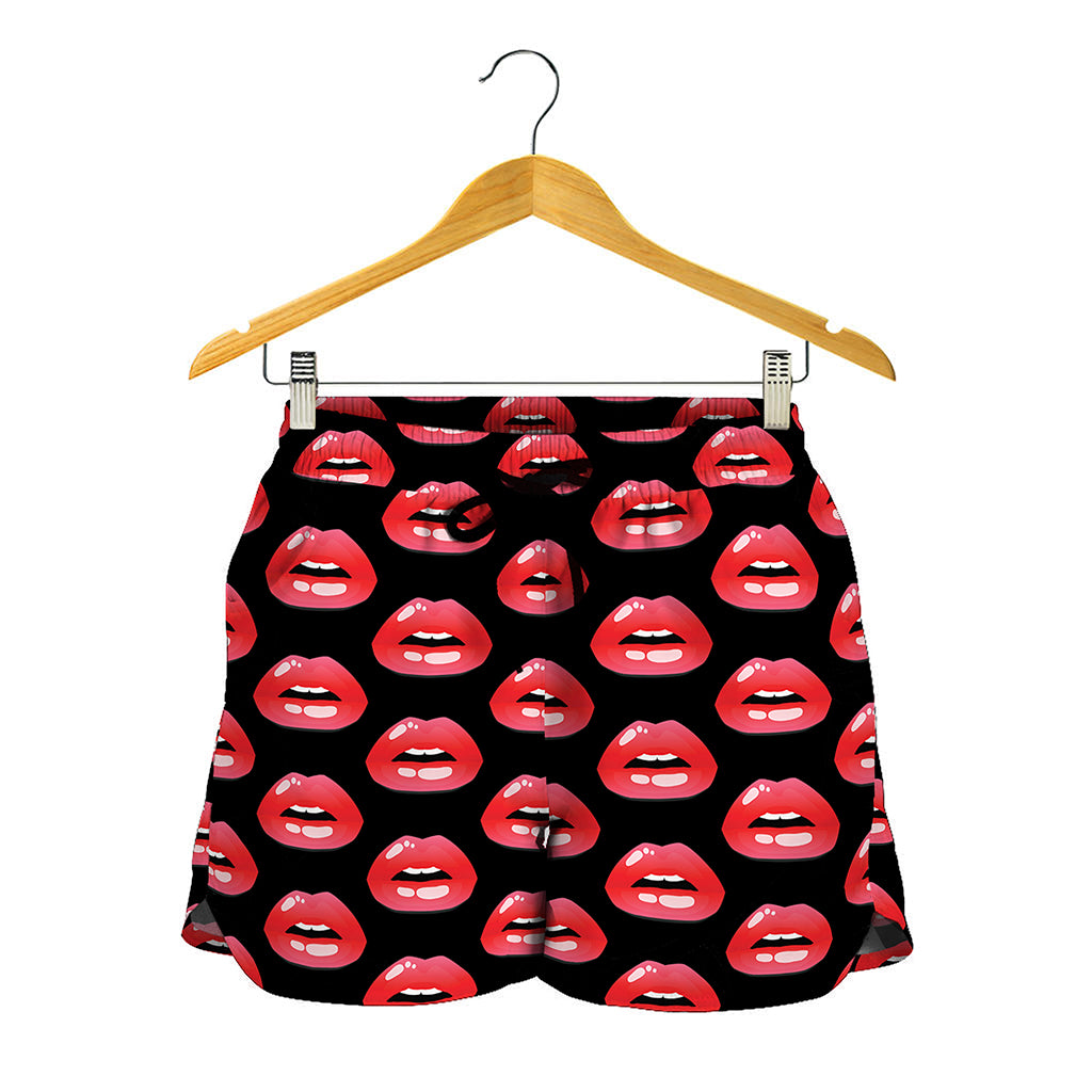 Wet Lips Pattern Print Women's Shorts