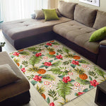 White Aloha Pineapple Pattern Print Area Rug GearFrost