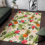 White Aloha Pineapple Pattern Print Area Rug GearFrost