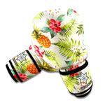 White Aloha Pineapple Pattern Print Boxing Gloves