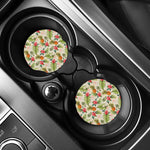 White Aloha Pineapple Pattern Print Car Coasters