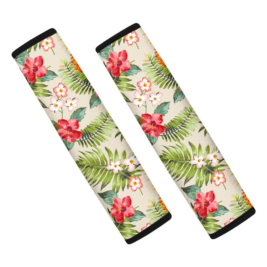 White Aloha Pineapple Pattern Print Car Seat Belt Covers