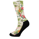 White Aloha Pineapple Pattern Print Crew Socks